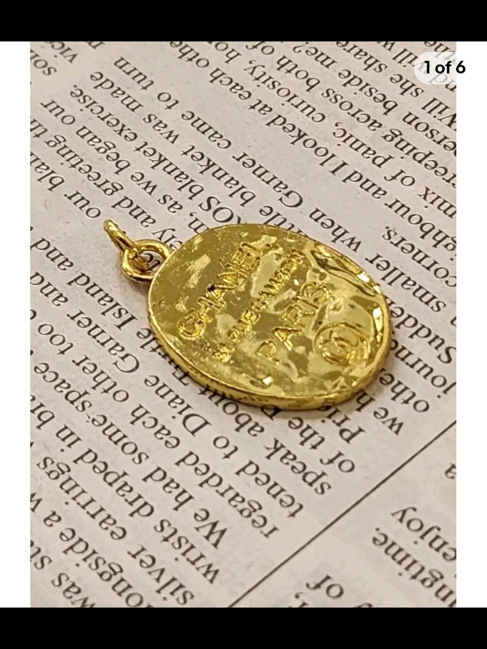 CHANEL Gold Oval Logo Medallion Charm Pendant. Repurposed